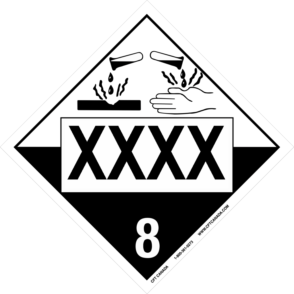 PLAQUE CLASSE 8 TMD INTERNATIONALE PRÉ-IMPRIMÉE : MATIÈRES CORROSIVES
